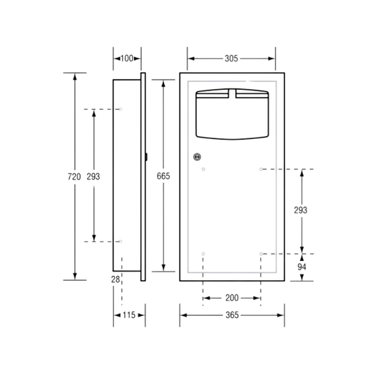 Waste Receptacle Surface Mounted 9 Ltr SS