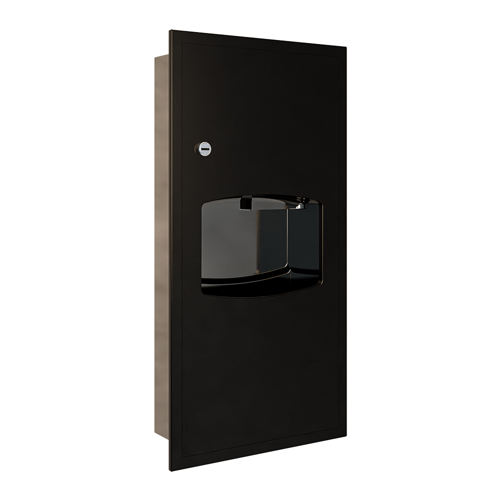Recessed Paper Towel Dispenser & 6.5L Waste Receptacle in Designer Black