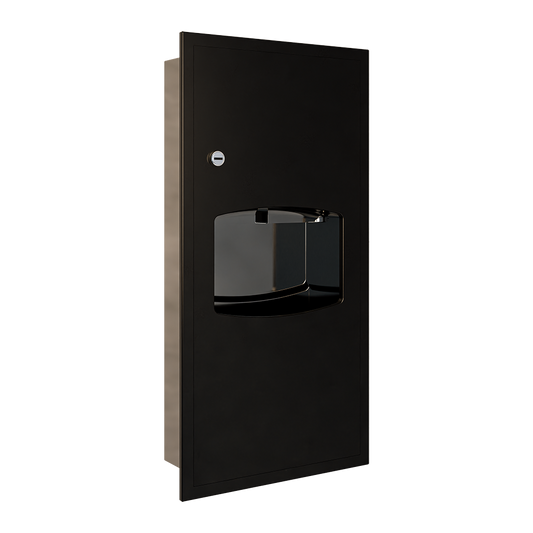 Recessed Paper Towel Dispenser & 6.5L Waste Receptacle in Designer Black