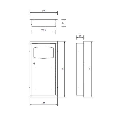 Waste Receptacle Recessed 9 Ltr SS