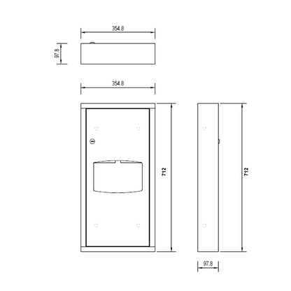 Surface Mounted Paper Towel Dispenser & 6.5L Waste Receptacle in Designer Black