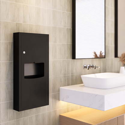 Surface Mounted Paper Towel Dispenser & 6.5L Waste Receptacle in Designer Black