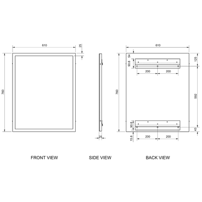 6mm Mirror 610w x 760h Framed SS