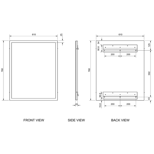 6mm Mirror 610w x 760h Framed SS