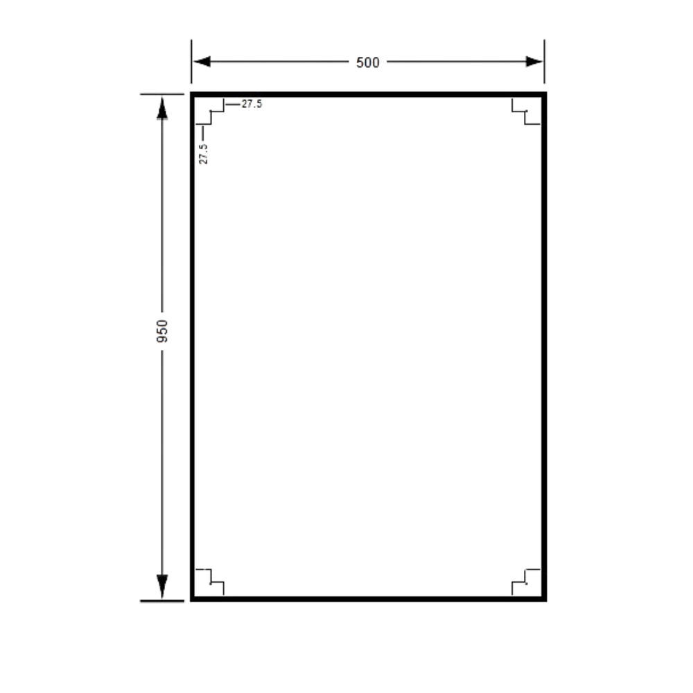 Mirror 500mm x 950mm SS