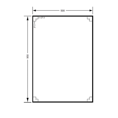 Mirror 500mm x 950mm SS