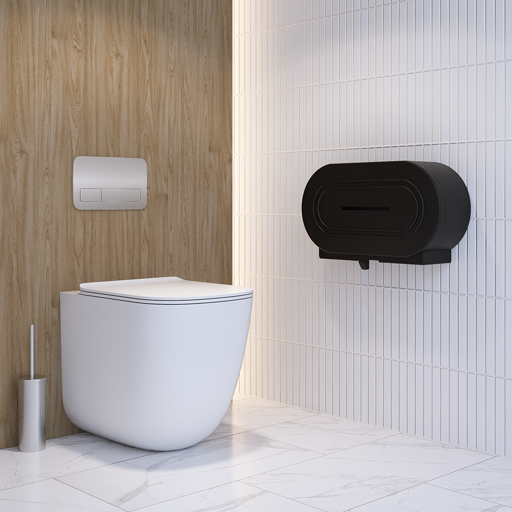 Double Jumbo Toilet Roll Dispenser - Finish: Designer Black