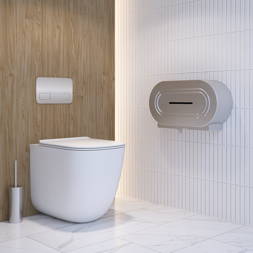 Double Jumbo Toilet Roll Dispenser Lockable SS