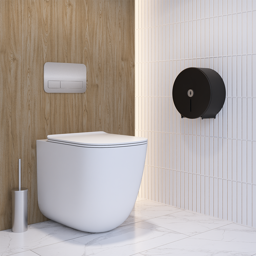 Jumbo Toilet Roll Dispenser Lockable, Matte Black