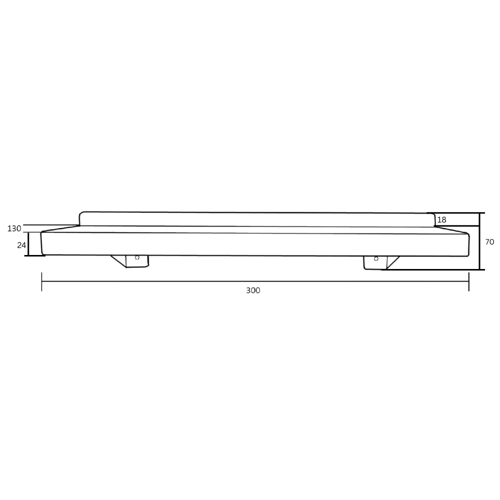 Utility Shelf c/w Wall Return 300mm SS
