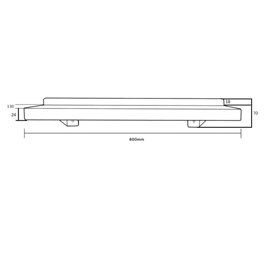 Utility Shelf c/w Wall Return 600mm SS
