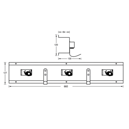 Utility Rack c/w 3 Mop & 2 Rag Hooks SS