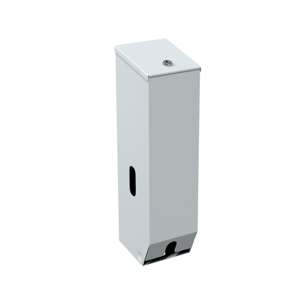 Triple Toilet Roll Dispenser Lockable White Powdercoat