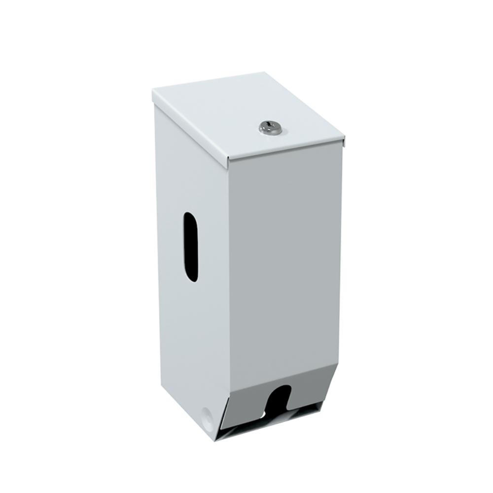 Double Toilet Roll Dispenser Lockable White Powdercoat