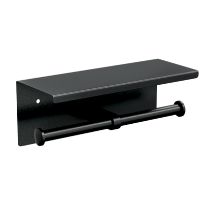 Double Toilet Roll Holder with Shelf Top - Designer Black
