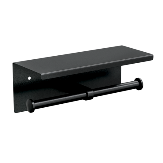 Double Toilet Roll Holder with Shelf Top - Designer Black