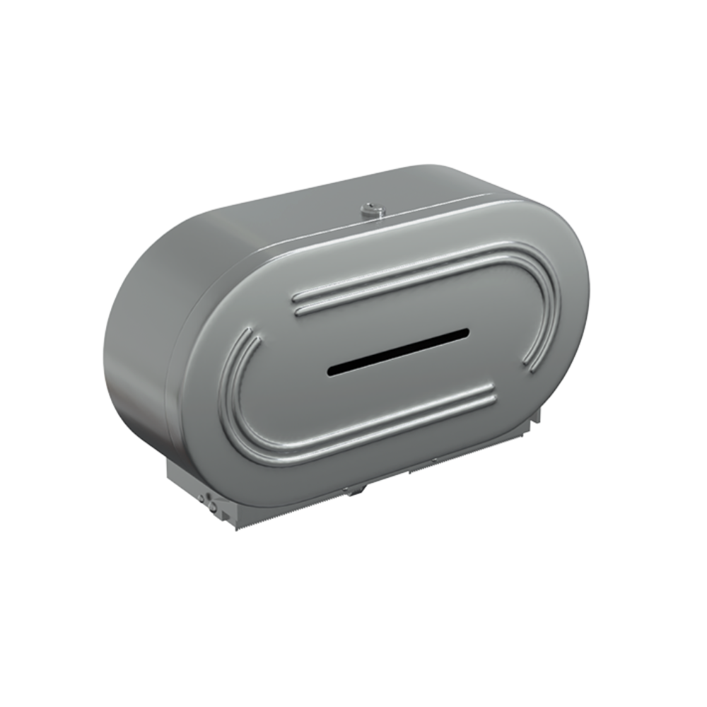 Double Jumbo Toilet Roll Dispenser Lockable SS