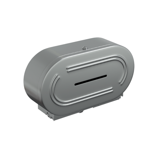 Double Jumbo Toilet Roll Dispenser Lockable SS