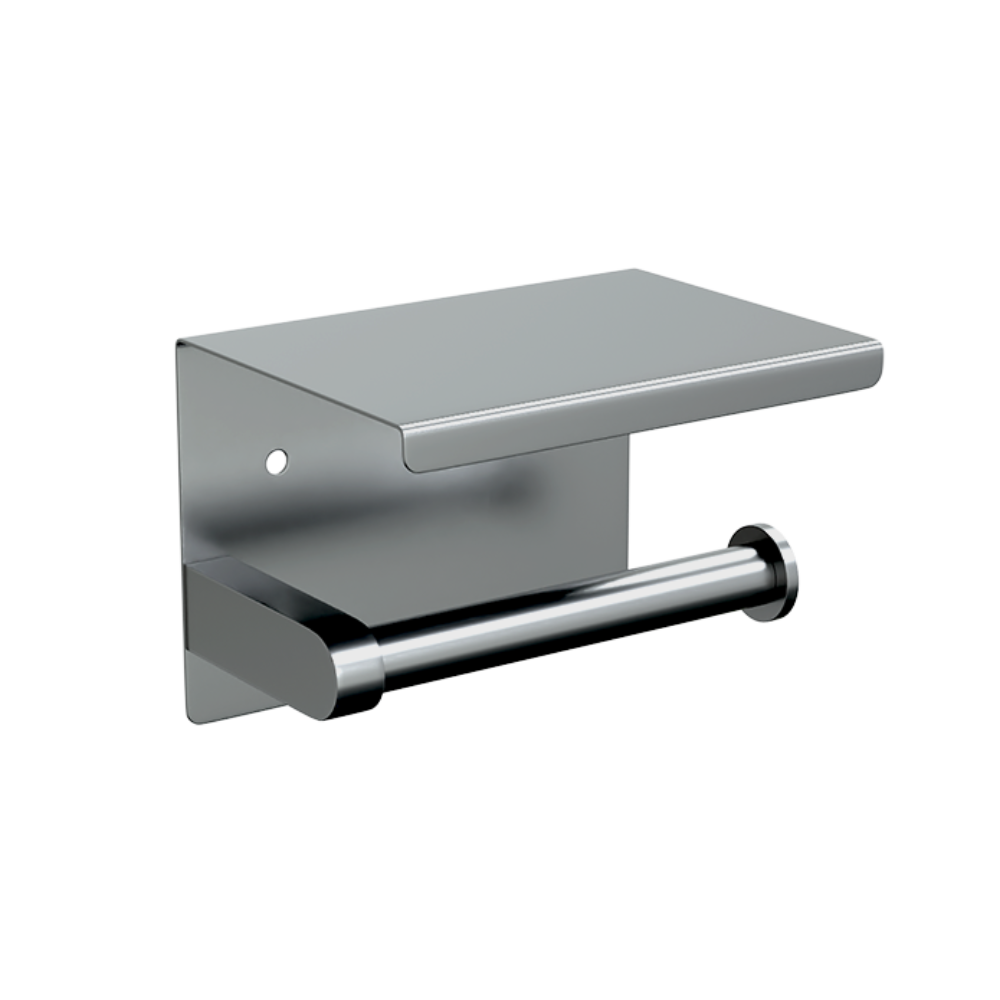 Single Toilet Roll Holder with Shelf Top SS