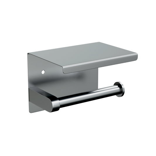 Single Toilet Roll Holder with Shelf Top SS