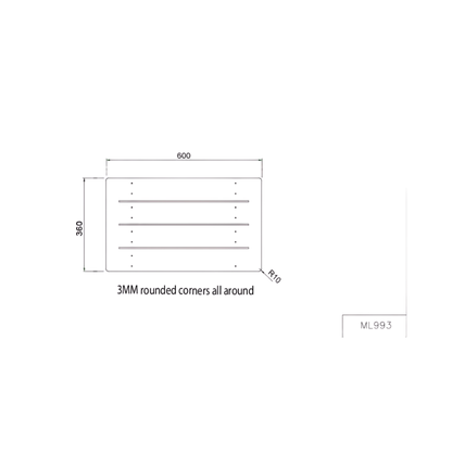Folding Shower Seat - 600mmL x 400mmW with 13mm White Compact Laminate Seat Top and Satin Stainless Steel Frame