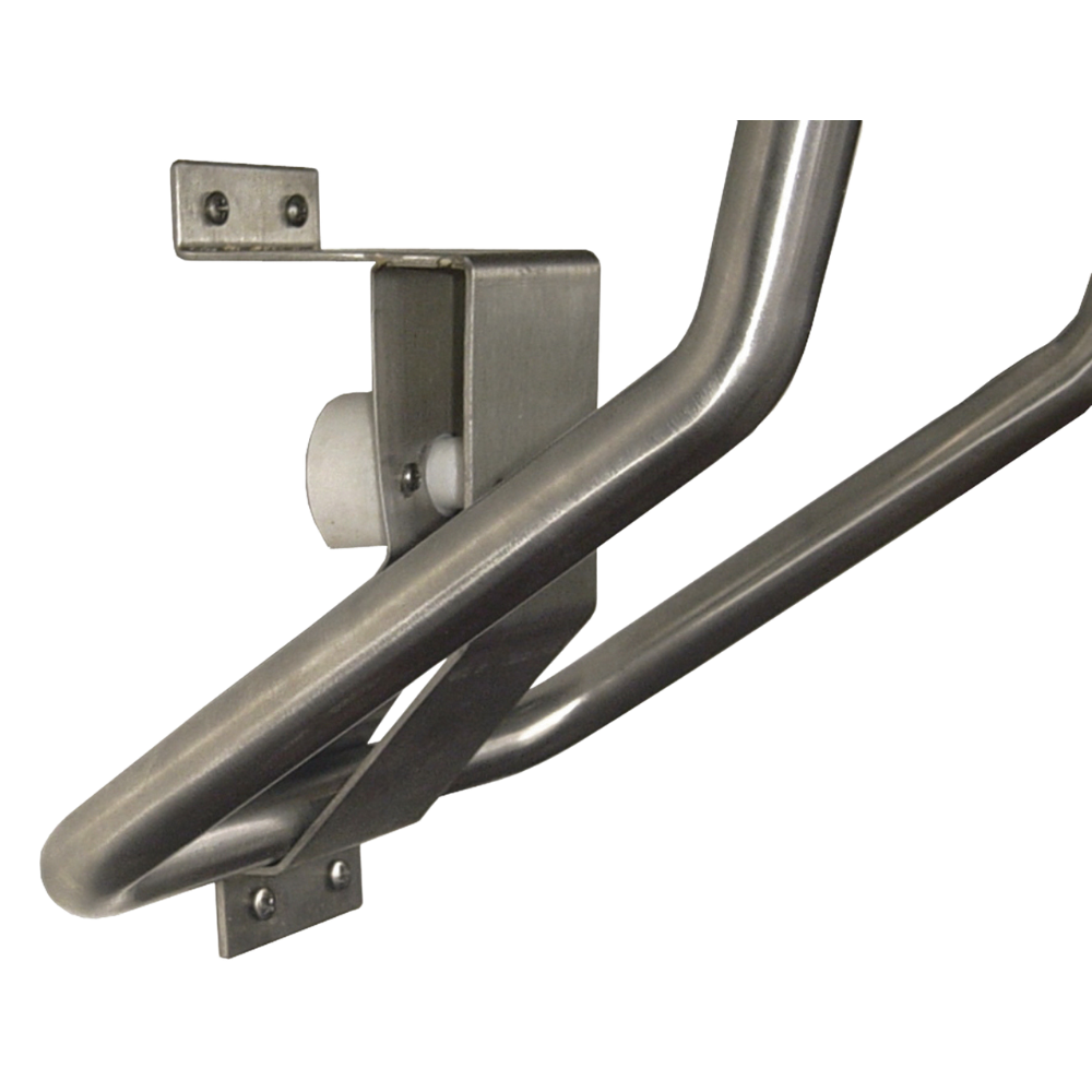 Accessible Folding Shower Seat - 960mmL x 400mmW with 13mm White Compact Laminate Seat Top and Satin Stainless Steel Frame
