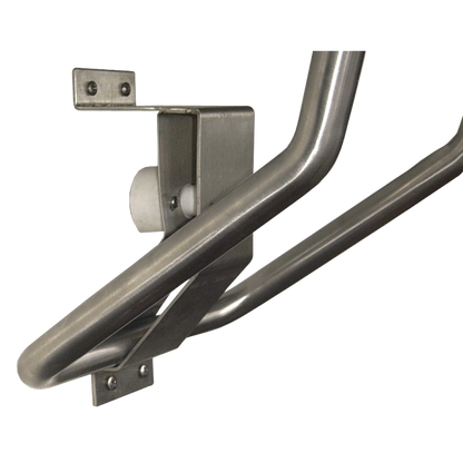 Accessible Folding Shower Seat - 960mmL x 400mmW with 13mm White Compact Laminate Seat Top and Satin Stainless Steel Frame