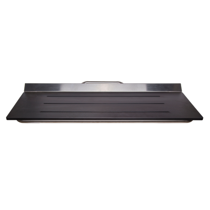 Accessible Folding Shower Seat - 960mmL x 400mmW with 13mm Designer Black Compact Laminate Seat Top and Satin Stainless Steel Frame