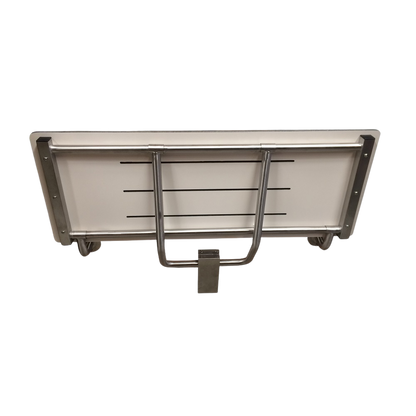 Accessible Folding Shower Seat – 960mmL x 397mmW with 12mm Off White Phenolic Seat Top with Handle and Satin Stainless Steel Frame