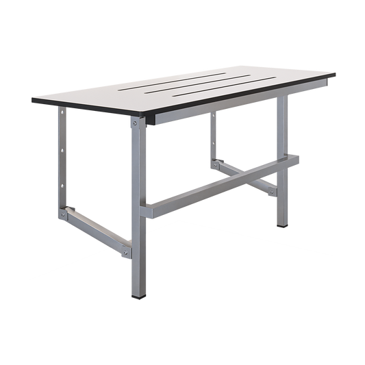 Changing Places Folding Shower Seat – 960mm L x 450mm W with 12mm Phenolic Seat Top with Handle and Satin Stainless Steel Frame