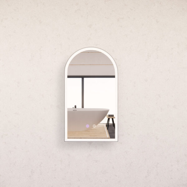 450mm Brushed Nickel Framed LED Mirror - 450 x 800 x 45
