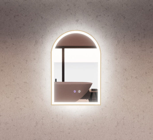 600mm Gold Framed LED Mirror - 600 x 900 x 45