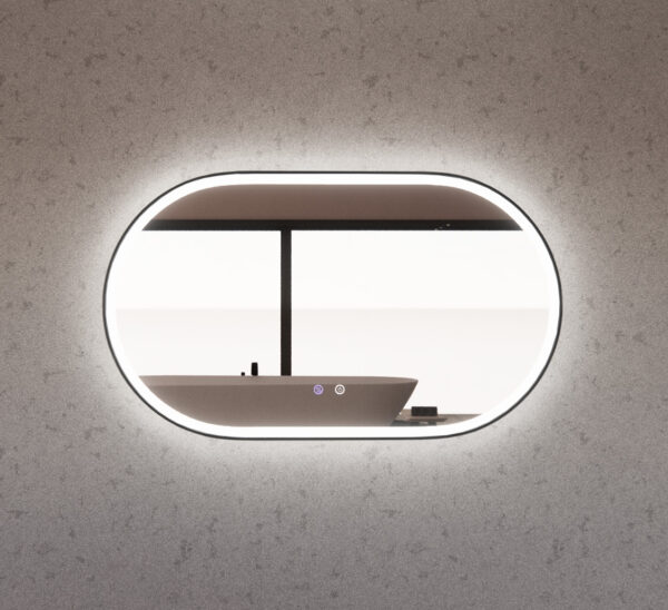 1200mm Black Framed LED Mirror - 1200 x 700 x 45