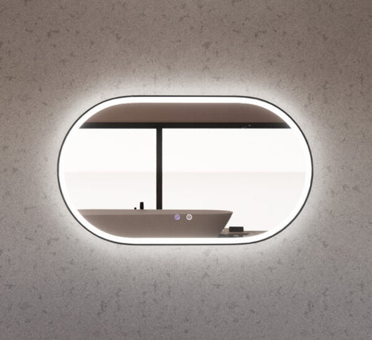 1200mm Black Framed LED Mirror - 1200 x 700 x 45