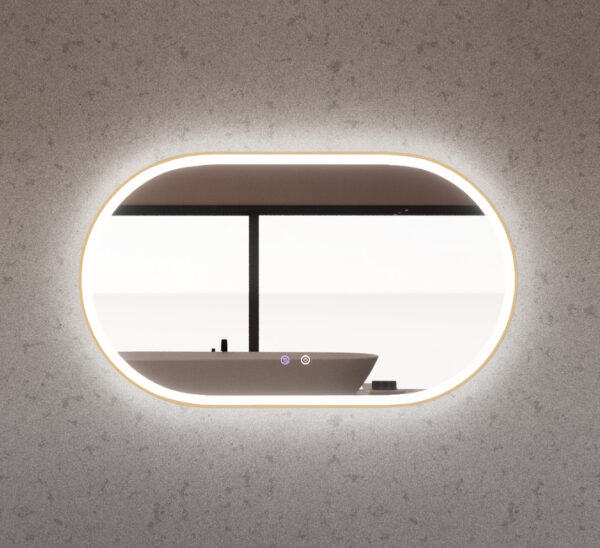 1200mm Gold Framed LED Mirror - 1200 x 700 x 45