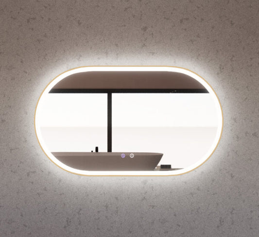 1200mm Gold Framed LED Mirror - 1200 x 700 x 45