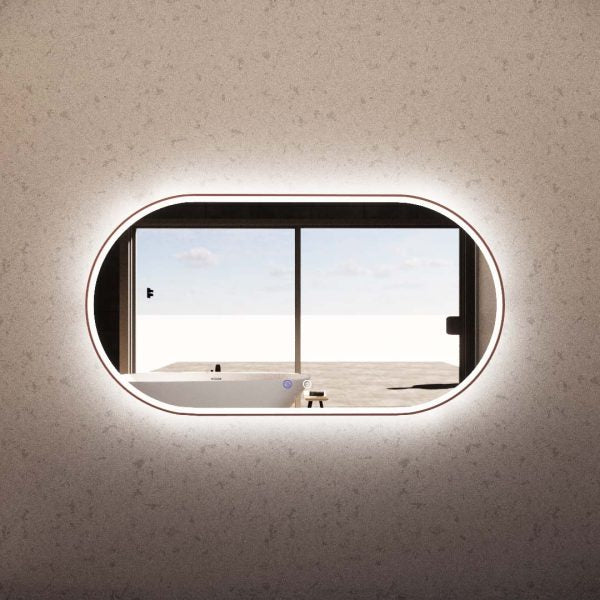 Oval Framed LED Mirrors Brushed Copper 1500x800mm