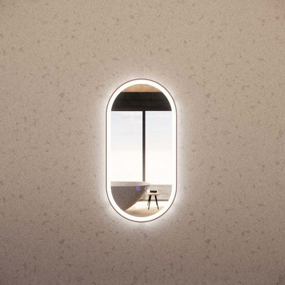 Oval Framed LED Mirrors Brushed Copper 450x900mm
