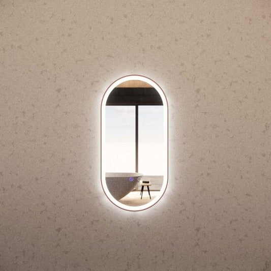 Oval Framed LED Mirrors Brushed Copper 450x900mm
