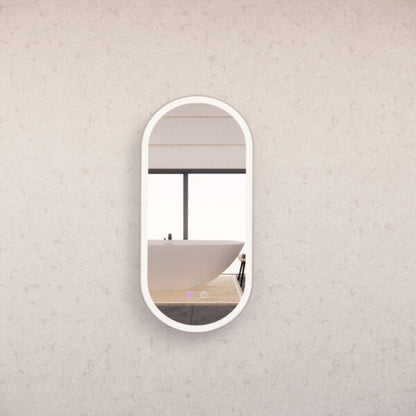 450mm Brushed Nickel Framed LED Mirror - 450 x 900 x 45