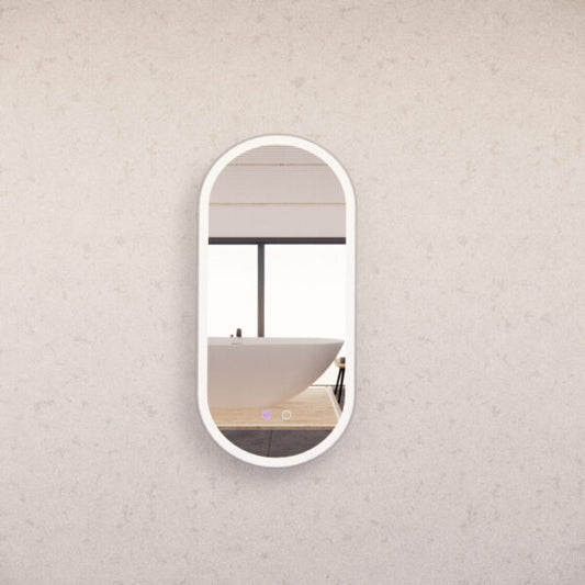450mm Brushed Nickel Framed LED Mirror - 450 x 900 x 45