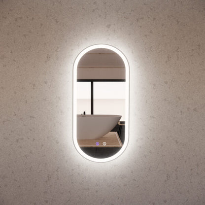 450mm Brushed Nickel Framed LED Mirror - 450 x 900 x 45