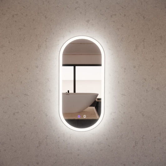 450mm Brushed Nickel Framed LED Mirror - 450 x 900 x 45