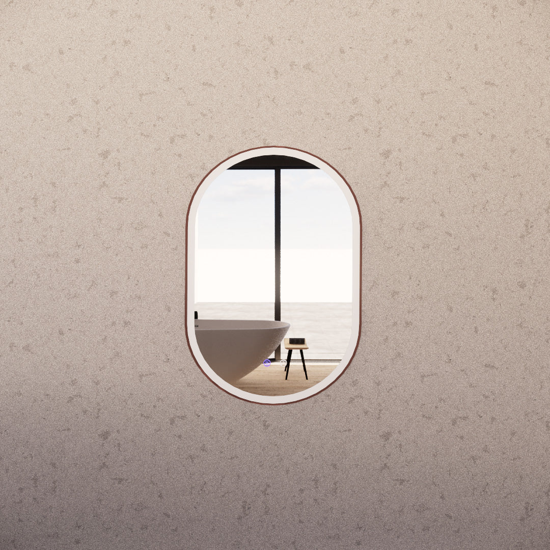 Oval Framed LED Mirrors Brushed Copper 900x600mm