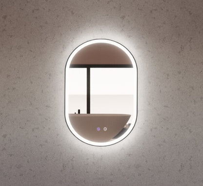 600mm Brushed Nickel Framed LED Mirror - 600 x 900 x 45