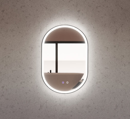 600mm Brushed Nickel Framed LED Mirror - 600 x 900 x 45