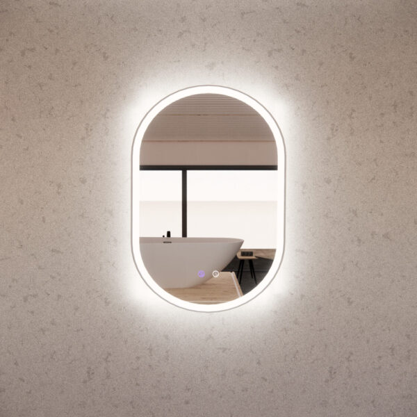600mm Brushed Nickel Framed LED Mirror - 600 x 900 x 45
