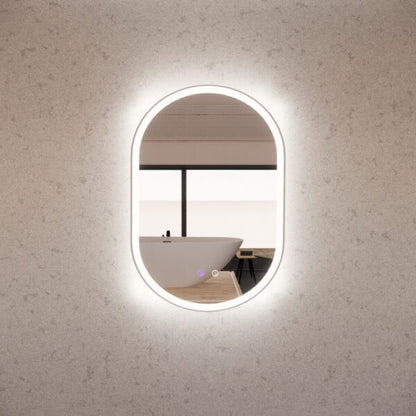 600mm Brushed Nickel Framed LED Mirror - 600 x 900 x 45