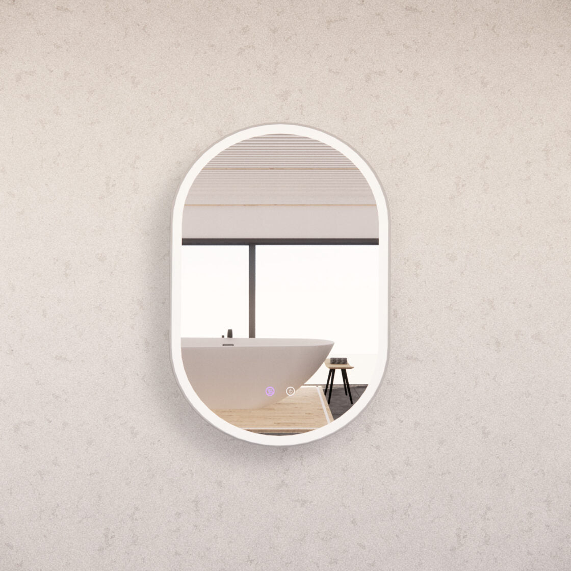 600mm Brushed Nickel Framed LED Mirror - 600 x 900 x 45