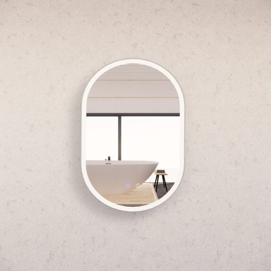 600mm Brushed Nickel Framed LED Mirror - 600 x 900 x 45